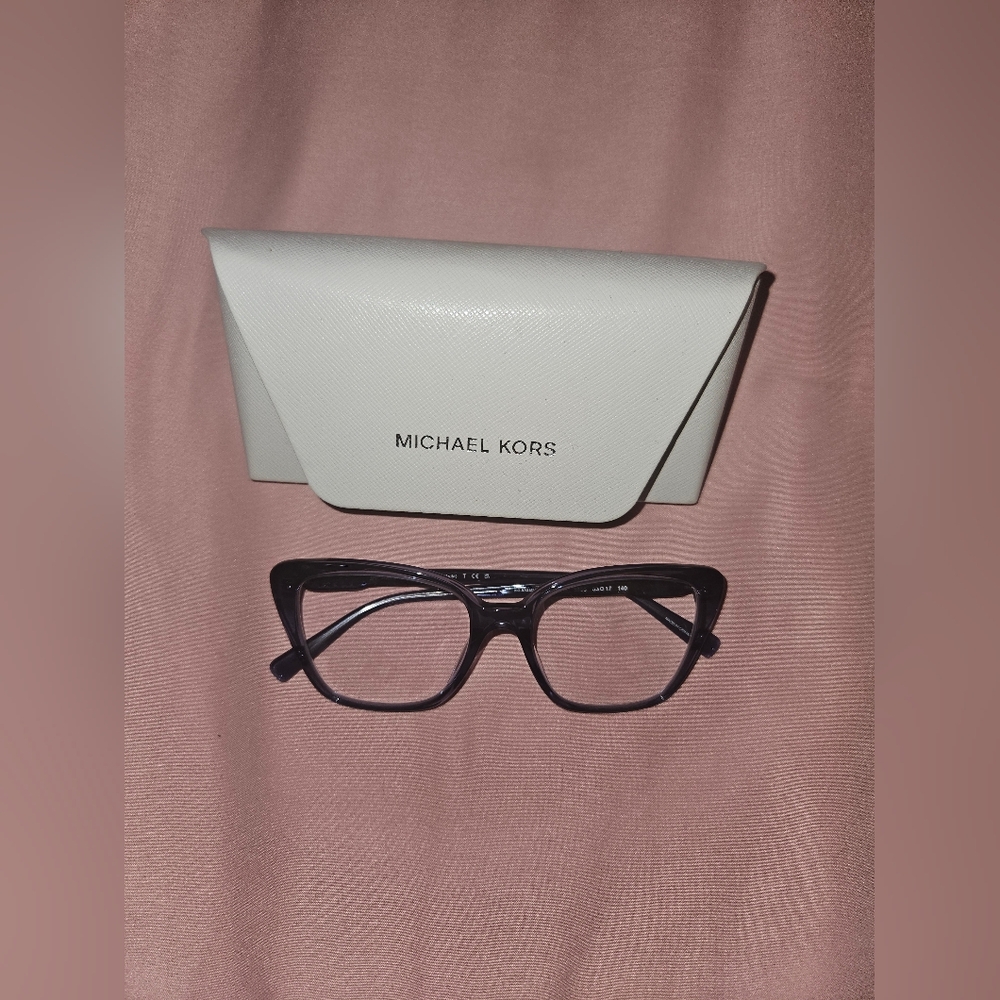 Michael Kors Black Cat-Eye Glasses with White Logo Case